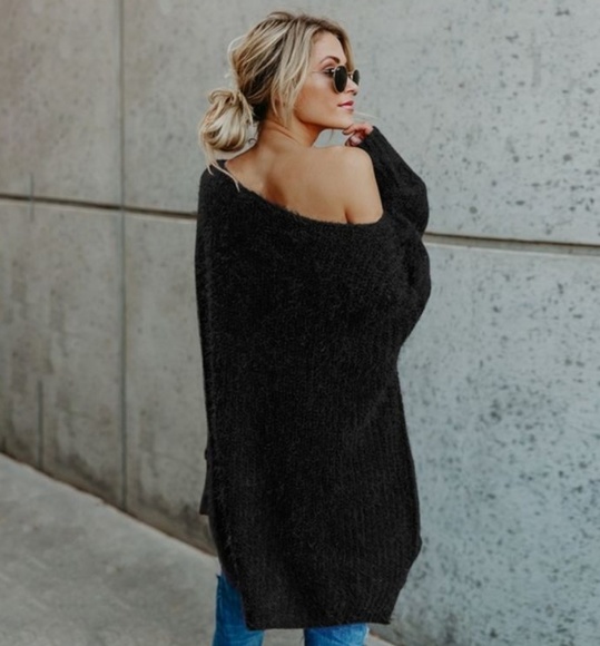 🔥Navy! Trendy Off Shoulder Sweater - Picture 3 of 4